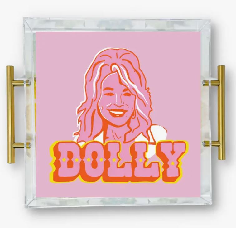 Dolly Acrylic Tray with Gold Handles