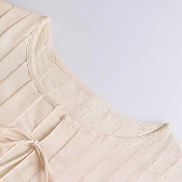 Pleated Bow Tie Front Top