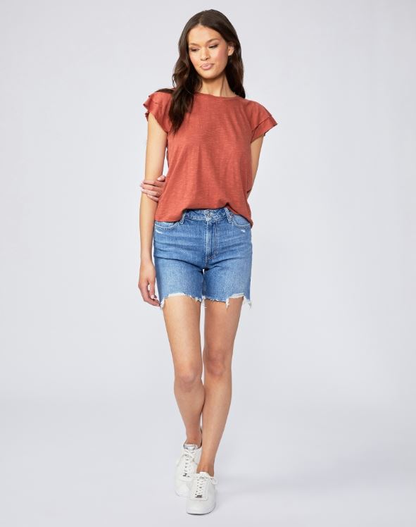 PAIGE Sarah Longline Denim Shorts
