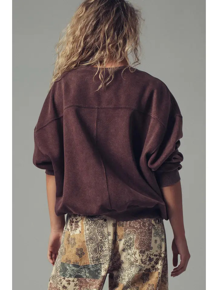 Crew Neck Comfort Washed Spring Sweatshirt