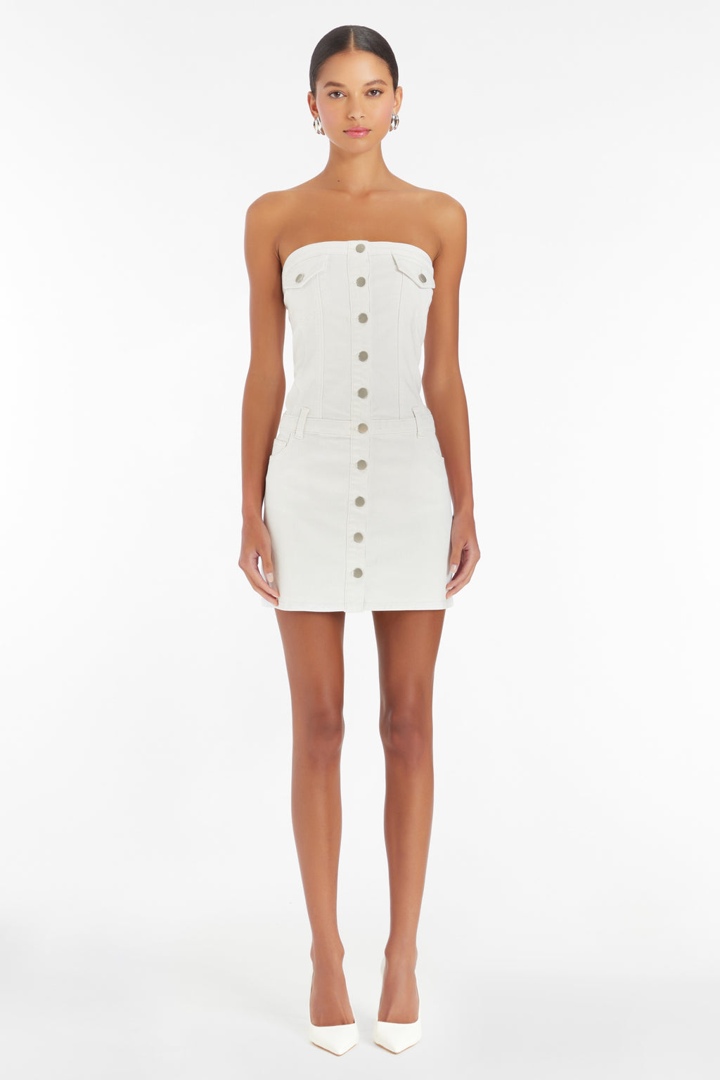 Amanda Uprichard- Teyana Dress In Denim White