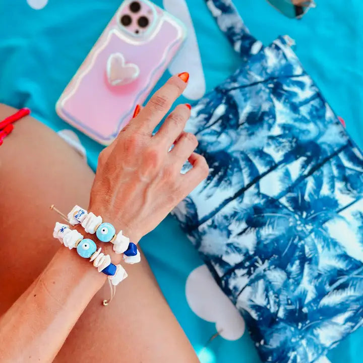 Shell and Ceramic Beaded Summer Bracelets
