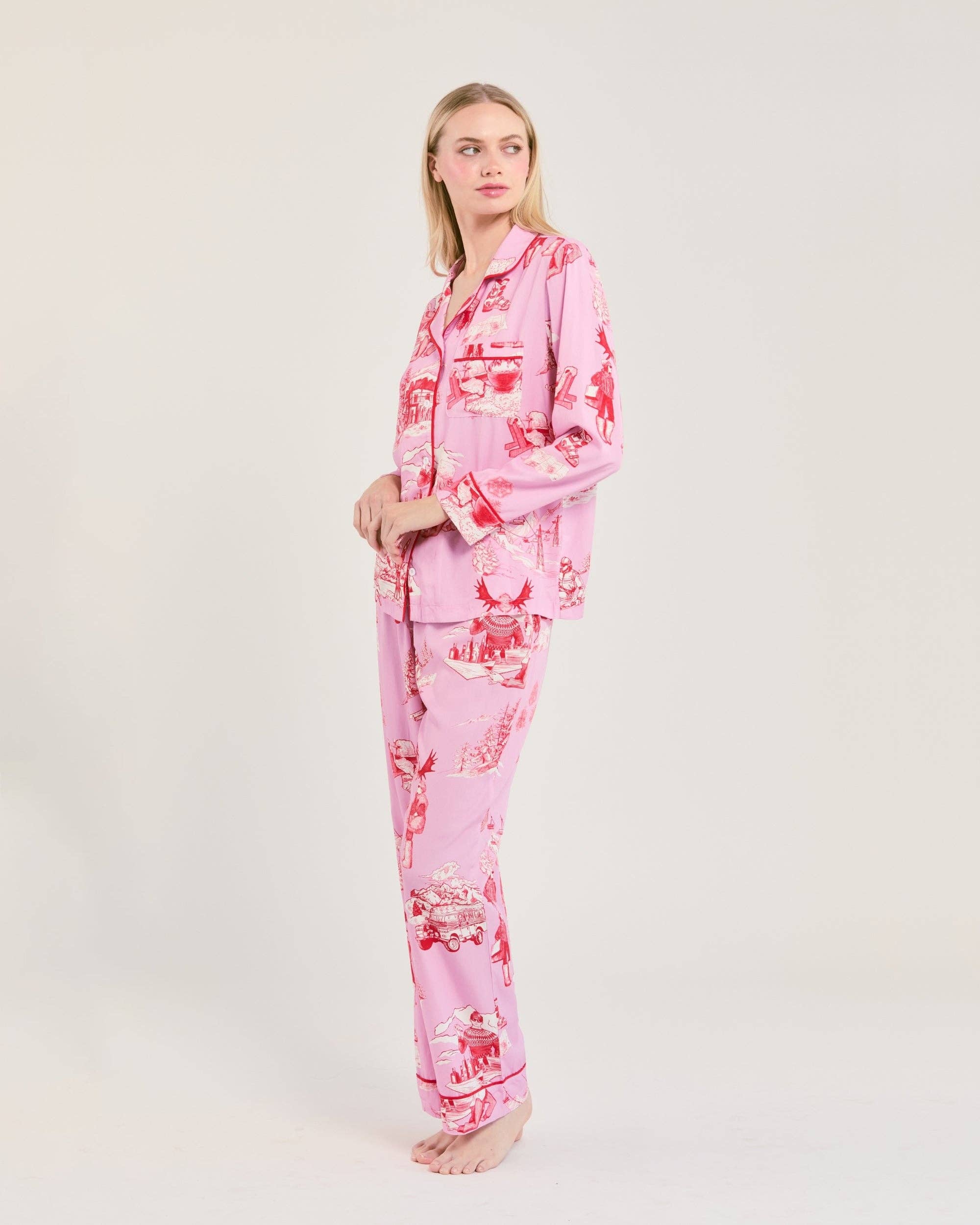 Après Ski Toile Long Sleeve Pajama Pants Set