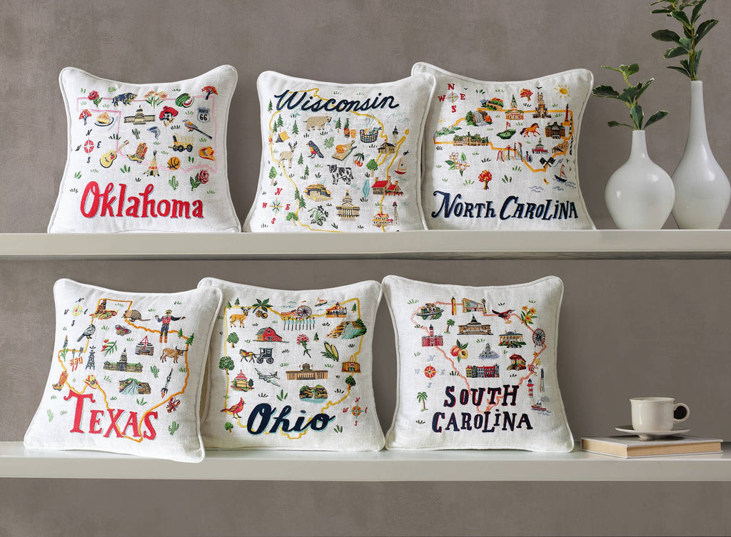 Oklahoma Embroidered Pillow