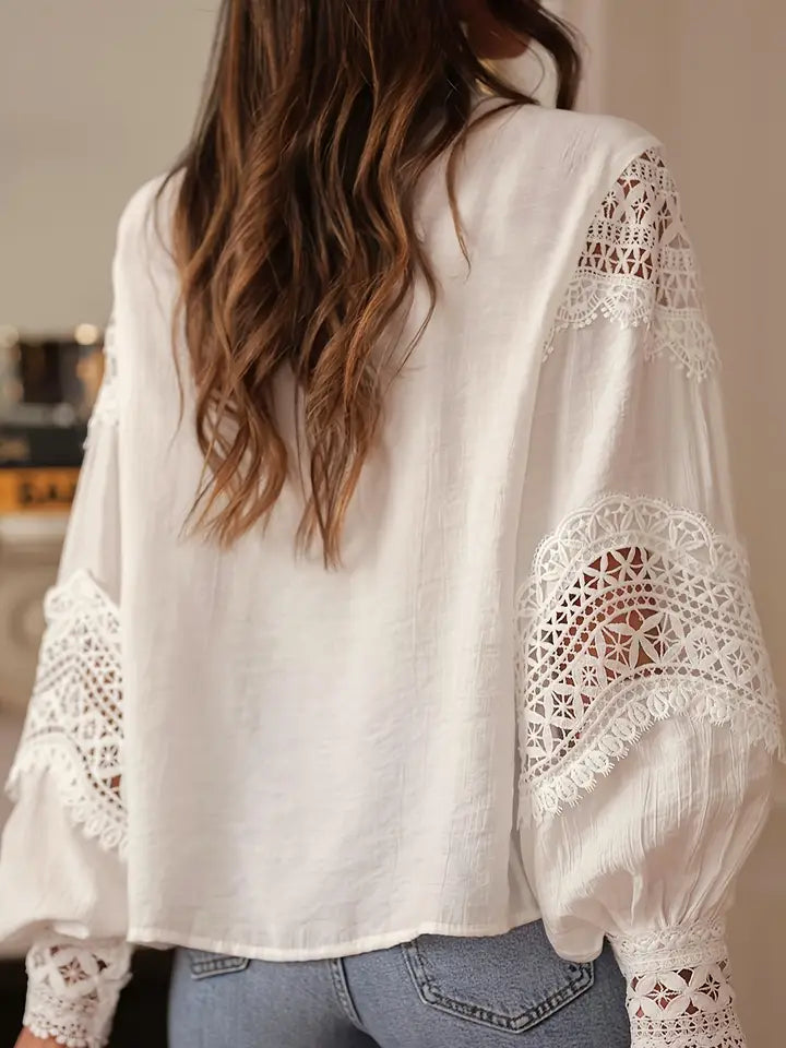 Lace Eyelet Crochet Blouse