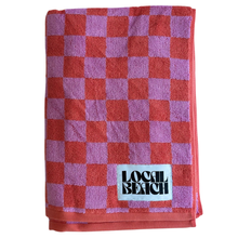 Load image into Gallery viewer, Checker Beach &amp; Bath Towel: Kelly/Bubble Gum
