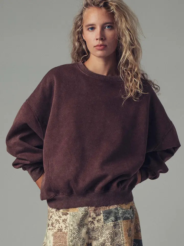 Crew Neck Comfort Washed Spring Sweatshirt