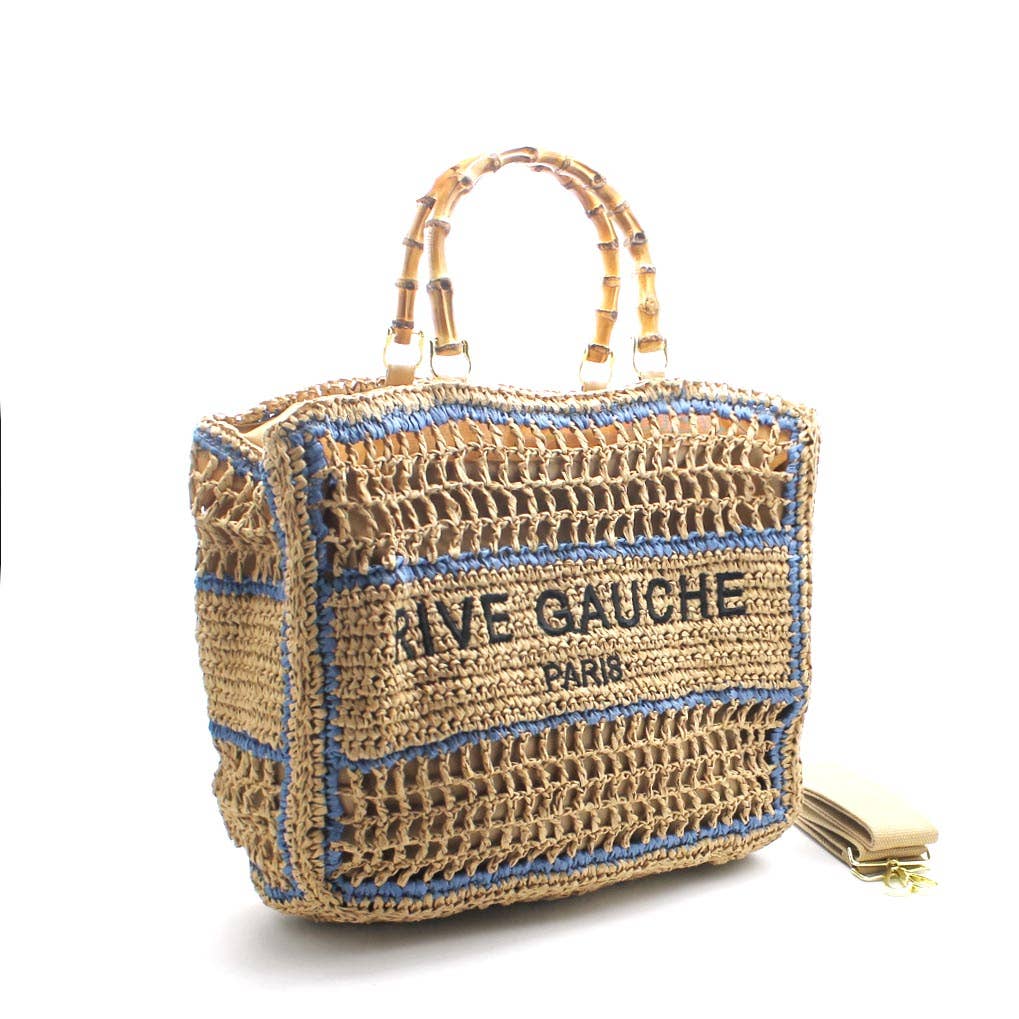 Crochet Woven Tote with Bamboo Handles