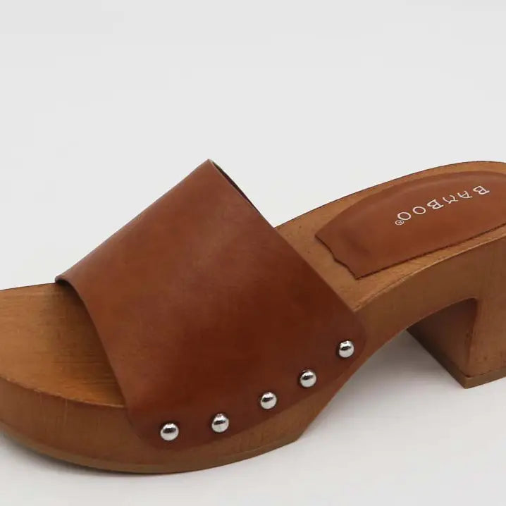 Bamboo Wooden Block Heel Sandals