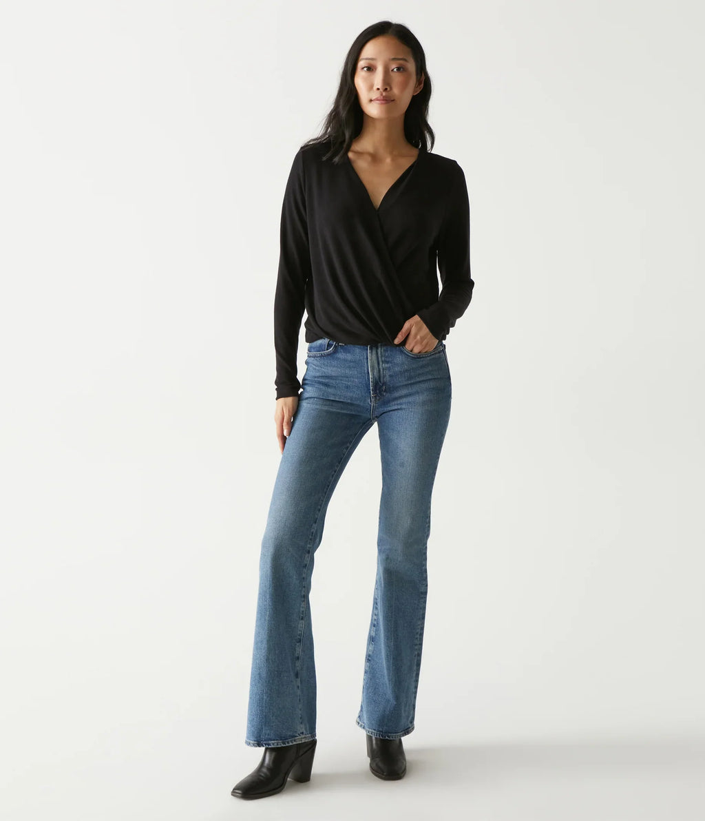 Michael Stars- Janet Surplice Top In Charcoal