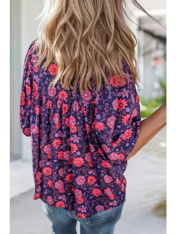 Floral Half Sleeve Blouse Top