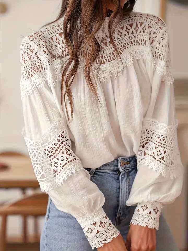 Lace Eyelet Crochet Blouse