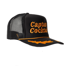 Load image into Gallery viewer, Captain Cocktail Trucker Hat: Captain Blk/Gld
