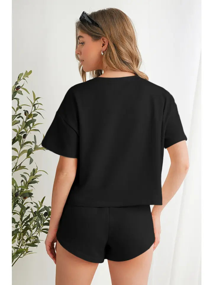 Black High Waist Skort Set
