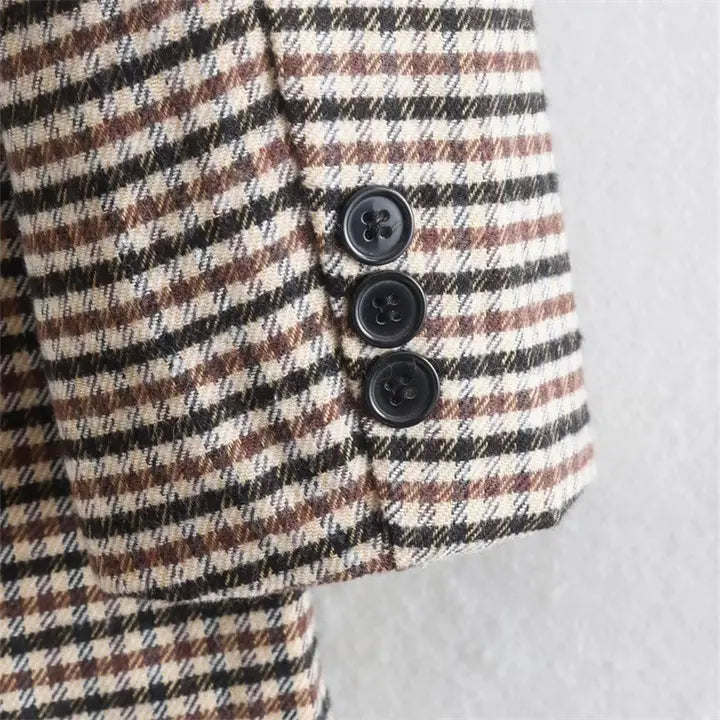 British-Inspired Houndstooth Blazer