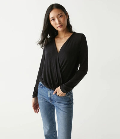Michael Stars- Janet Surplice Top In Charcoal