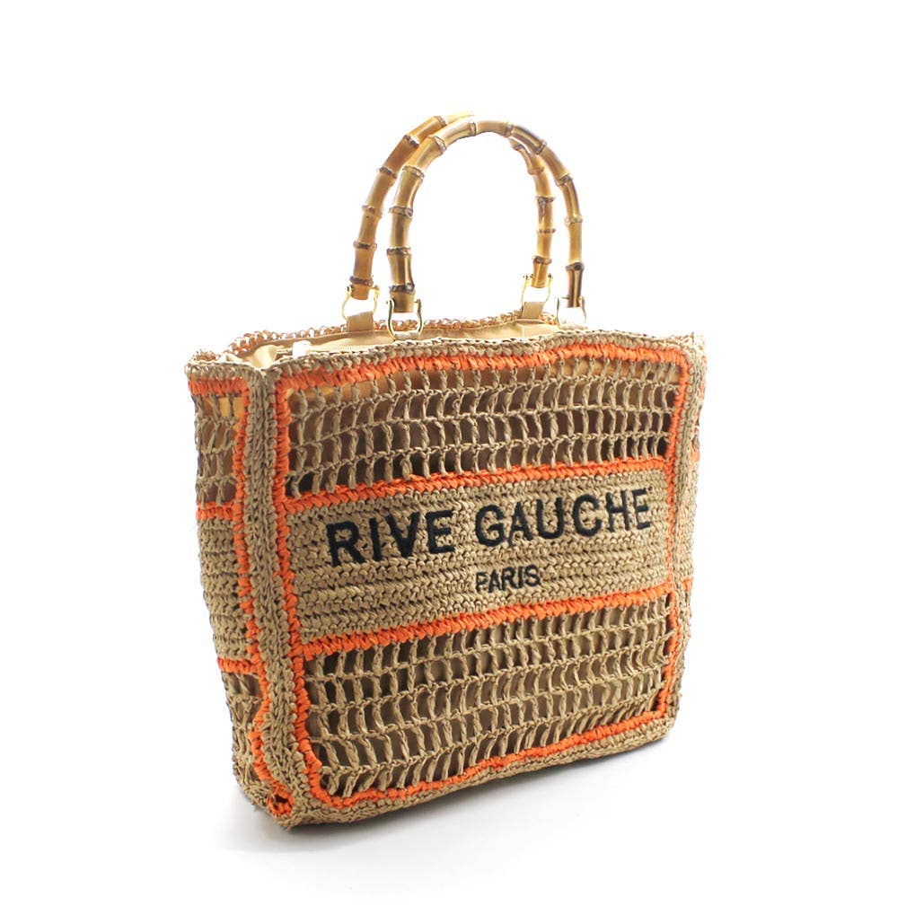 Crochet Woven Tote with Bamboo Handles