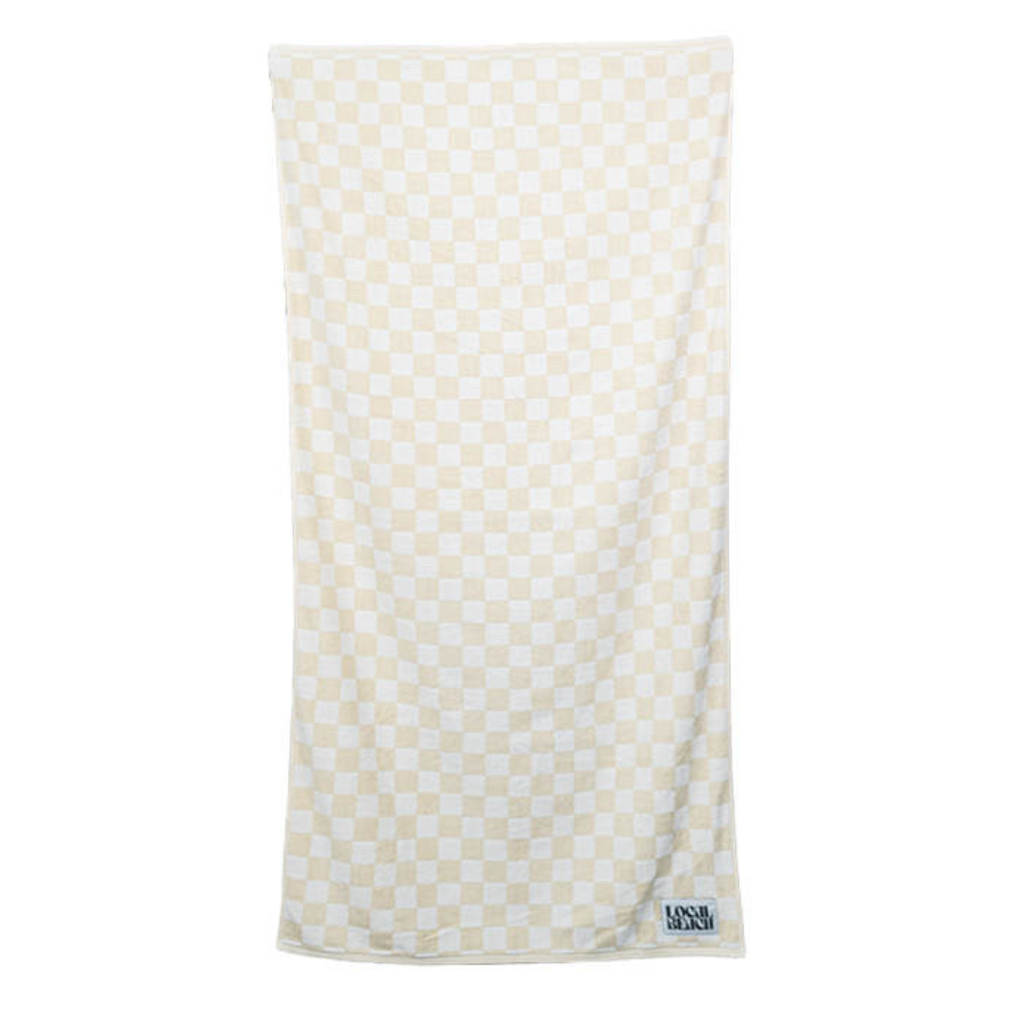 Checker Beach & Bath Towel: Coral/Lavender