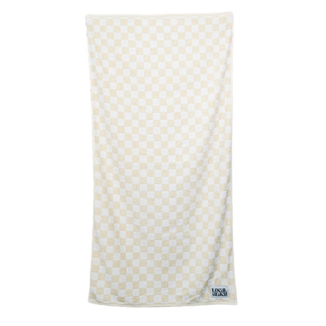 Checker Beach & Bath Towel: Coral/Lavender