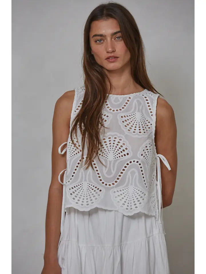 White Woven Sleeveless Top