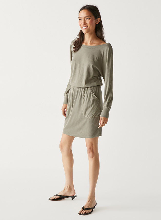 Michael Stars- Kerrigan On/Off Shoulder Rib Mix Dress