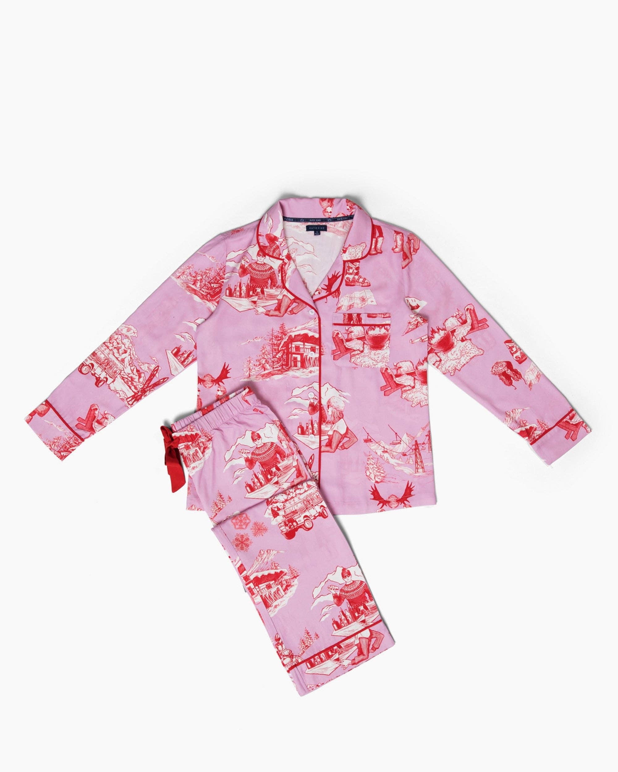 Après Ski Toile Long Sleeve Pajama Pants Set