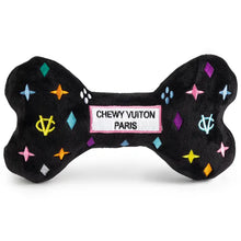 Load image into Gallery viewer, Black Monogram Chewy Vuitton Bone Squeaker Dog Toy
