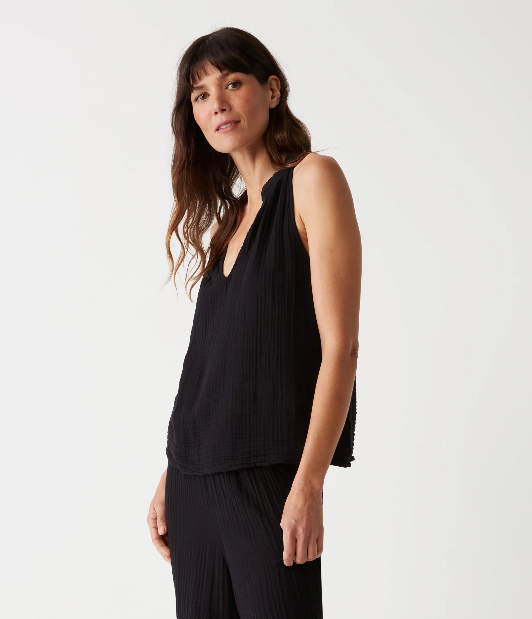 Viola Split Neck Cotton Tank Top