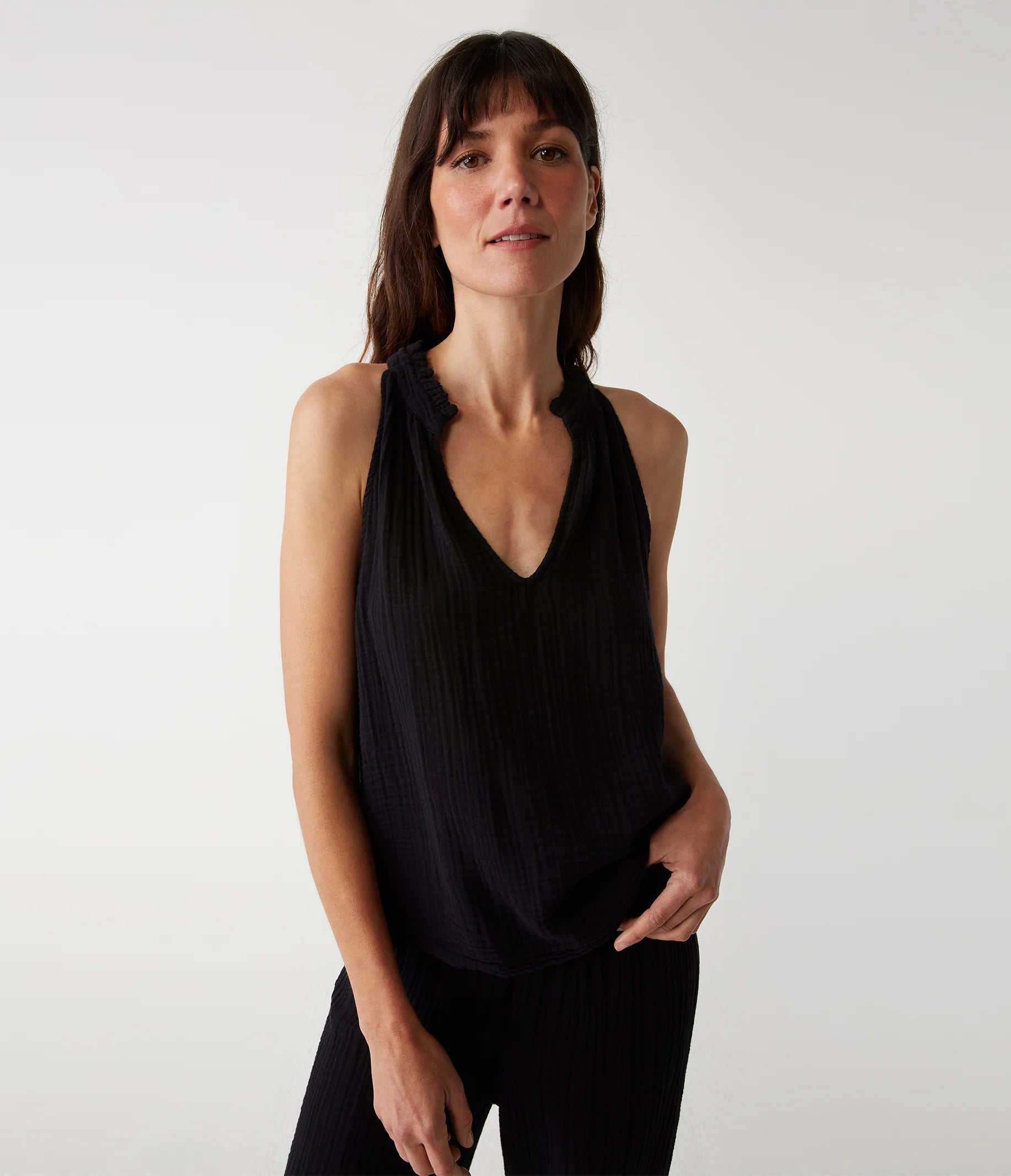 Viola Split Neck Cotton Tank Top