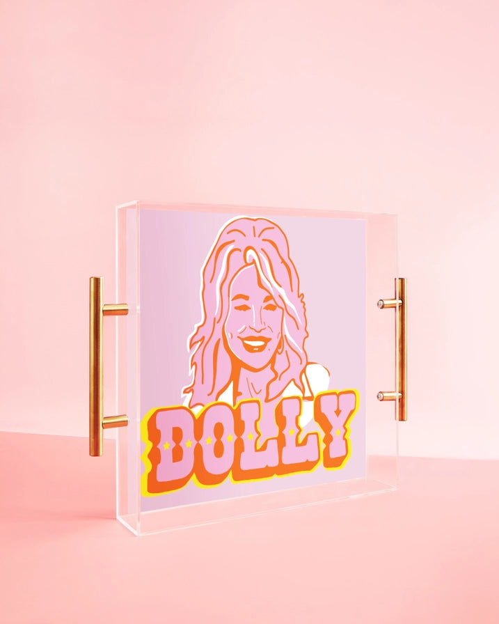 Dolly Acrylic Tray with Gold Handles