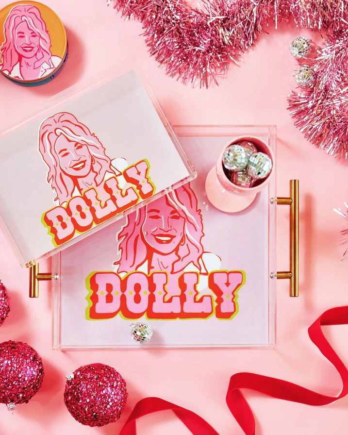 Dolly Acrylic Tray with Gold Handles