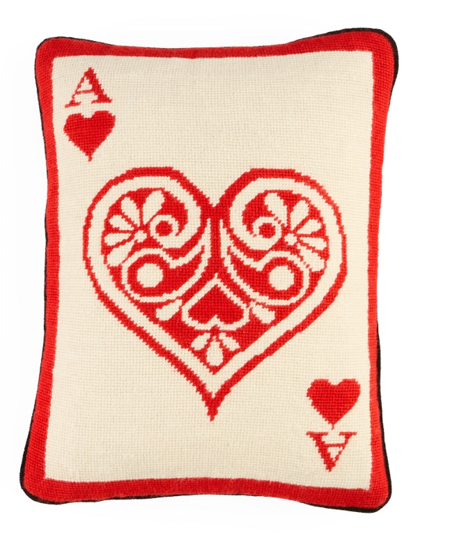 Ace of Hearts Needlepoint Pillow