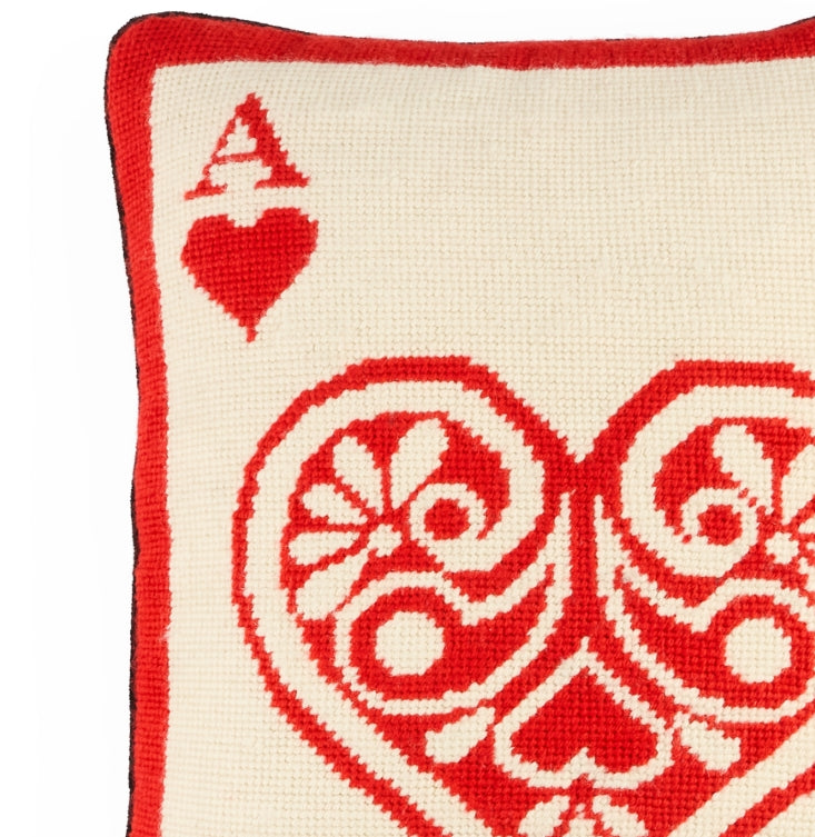 Ace of Hearts Needlepoint Pillow