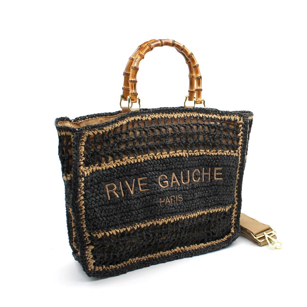 Crochet Woven Tote with Bamboo Handles