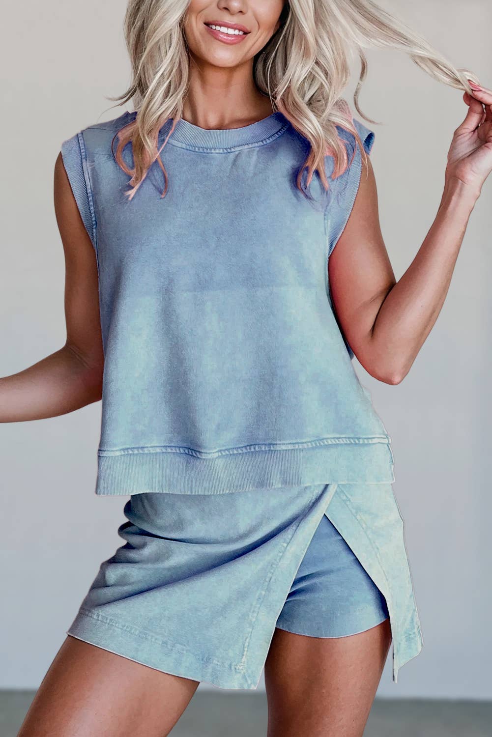 Mineral Wash Tank Top & Split Skort Set