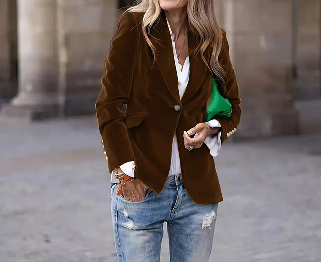 Velvet Blazer Women Casual Slim Fit Jacket