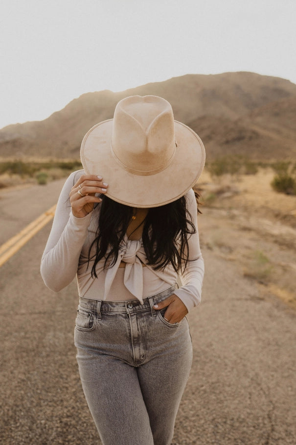 Vegan Suede Sweetheart Fedora Hat