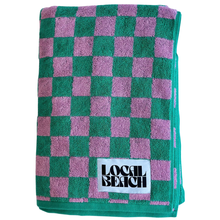 Load image into Gallery viewer, Checker Beach &amp; Bath Towel: Kelly/Bubble Gum
