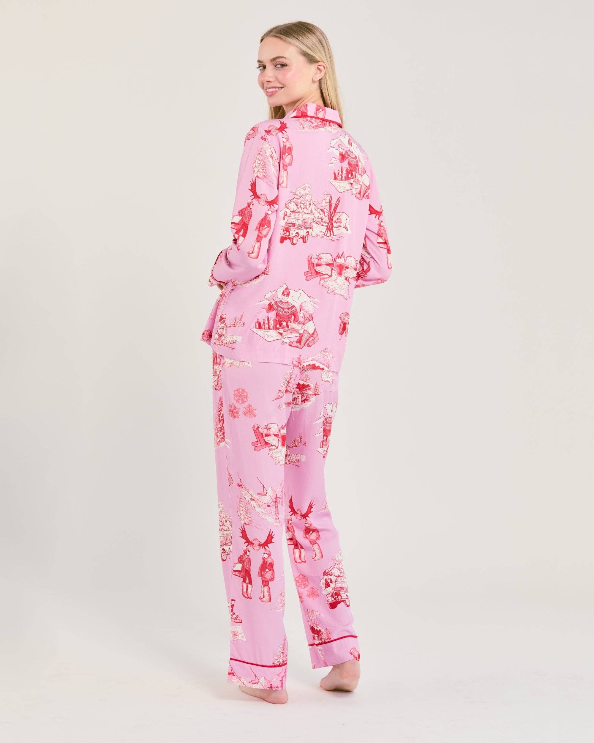 Après Ski Toile Long Sleeve Pajama Pants Set