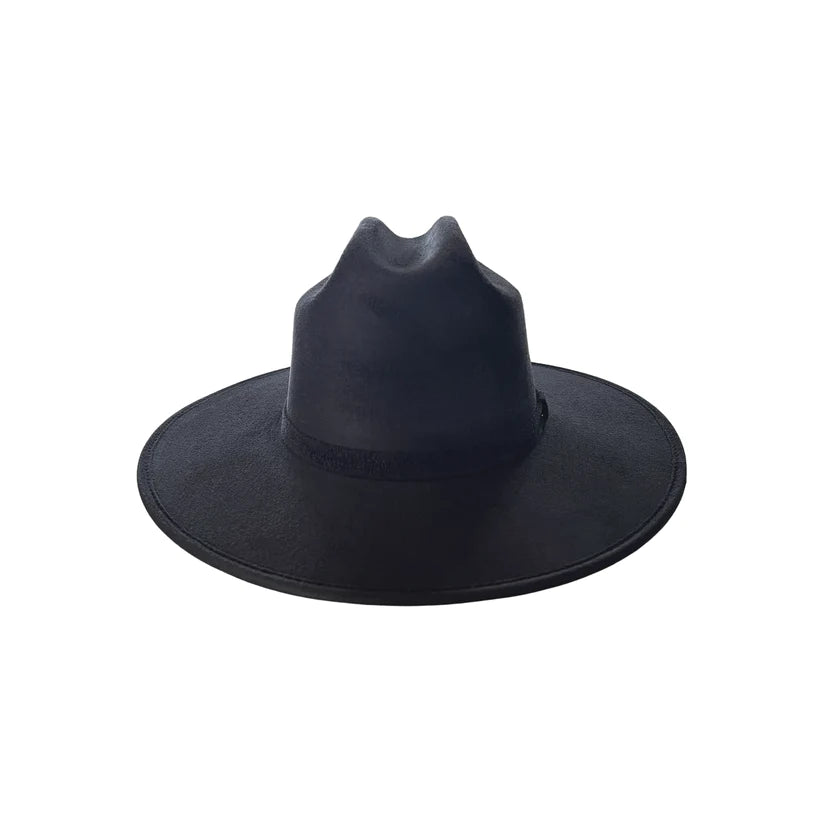 Cattleman Crown Flat Brim- Black