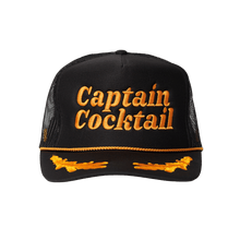 Load image into Gallery viewer, Captain Cocktail Trucker Hat: Captain Blk/Gld
