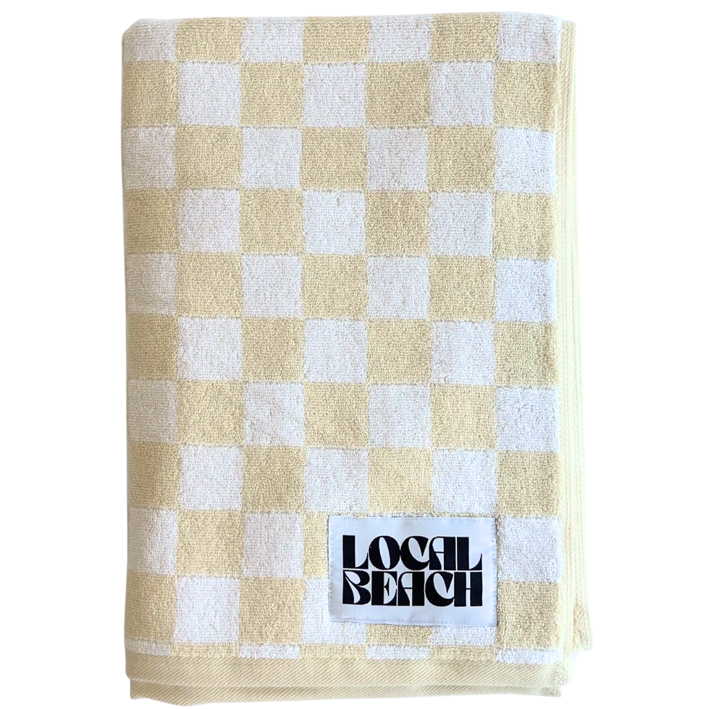 Checker Beach & Bath Towel: Coral/Lavender