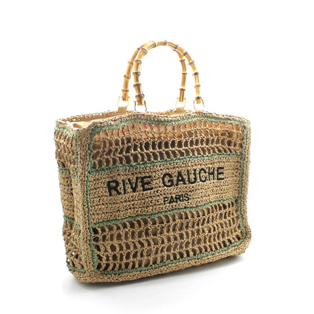 Crochet Woven Tote with Bamboo Handles