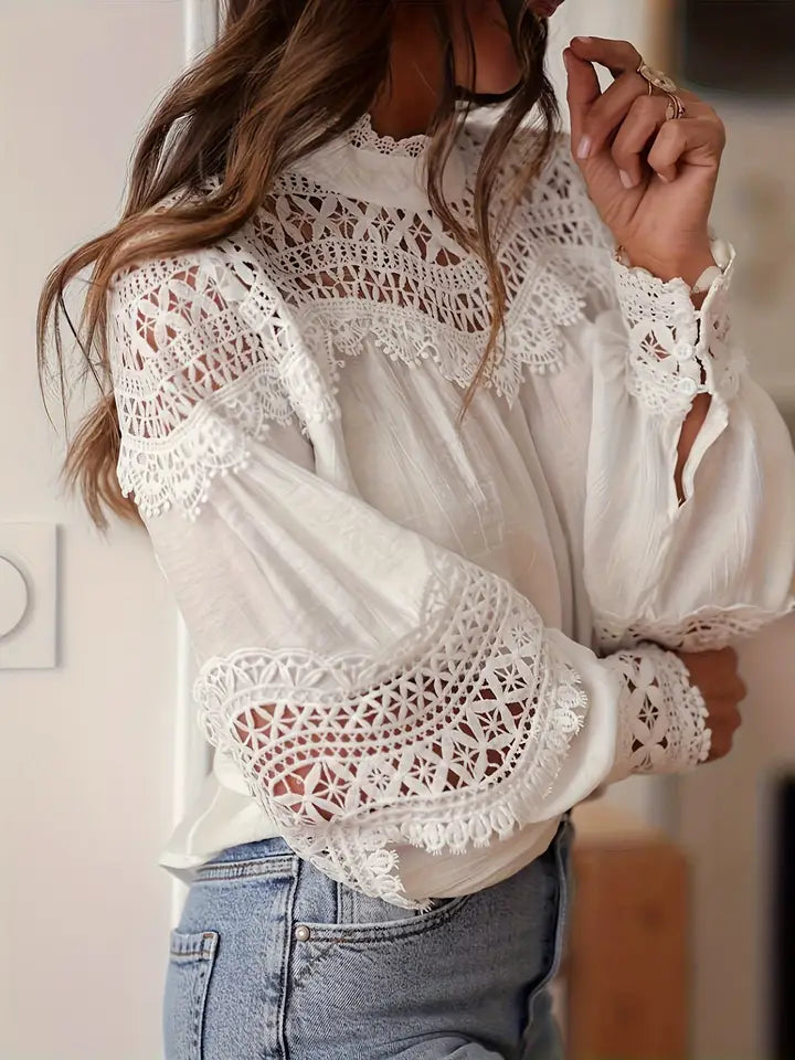 Lace Eyelet Crochet Blouse