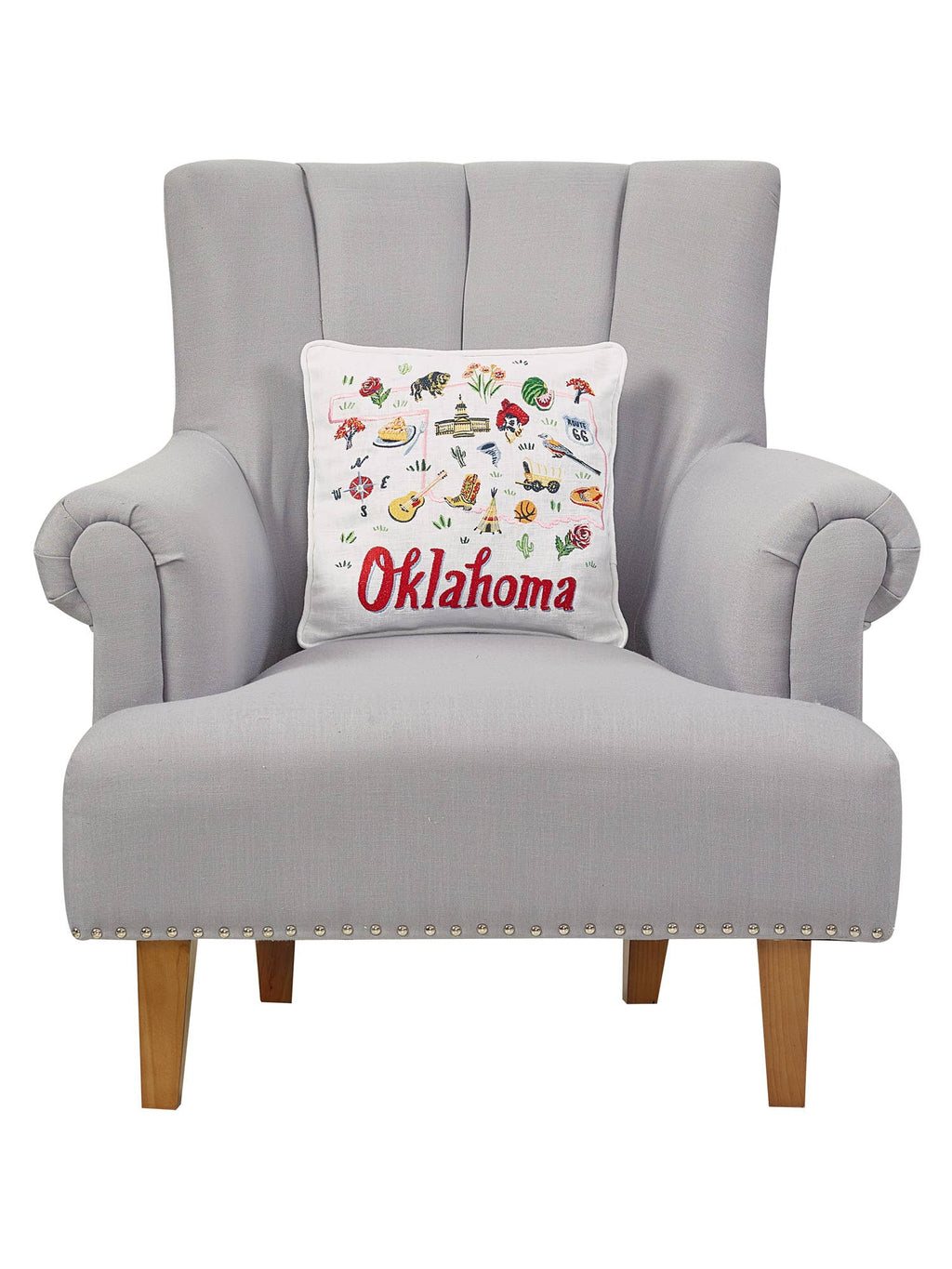 Oklahoma Embroidered Pillow