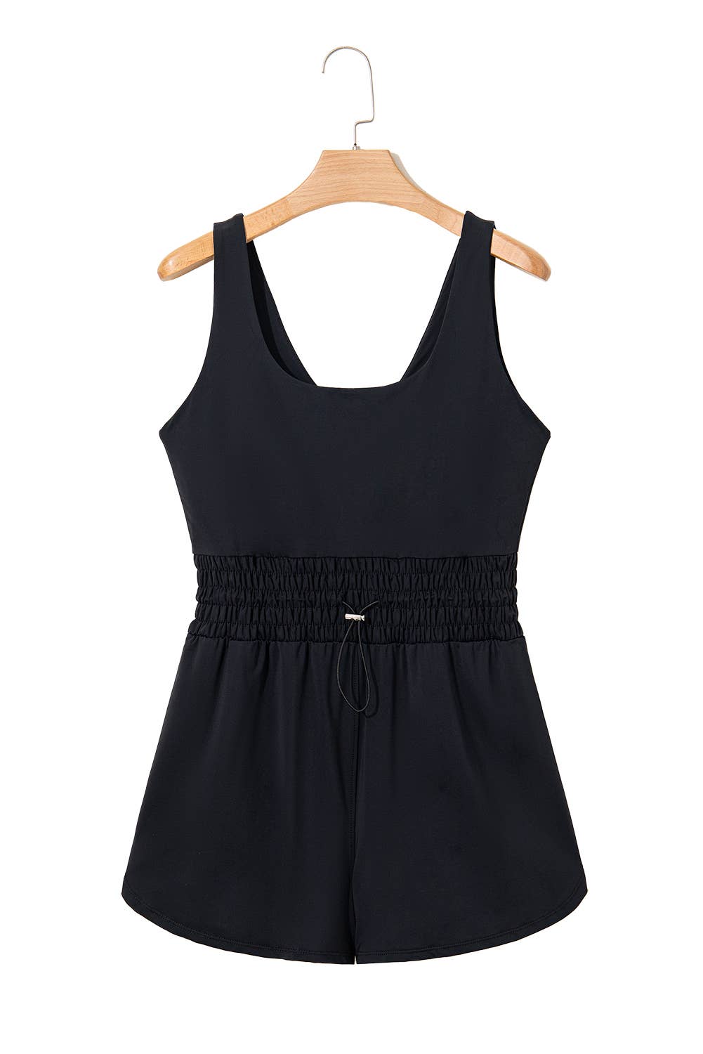 Solid Sleeveless Drawstring Waist Romper