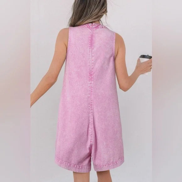 Mineral Wash Denim Romper
